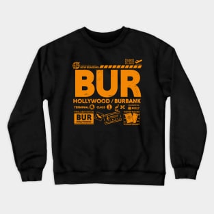 Vintage Hollywood Burbank BUR Airport Code Travel Day Retro Travel Tag California Crewneck Sweatshirt